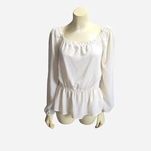 MICHAEL Michael Kors  Peplum Blouse Women's Size S Long Sleeve Square Neck Top‎